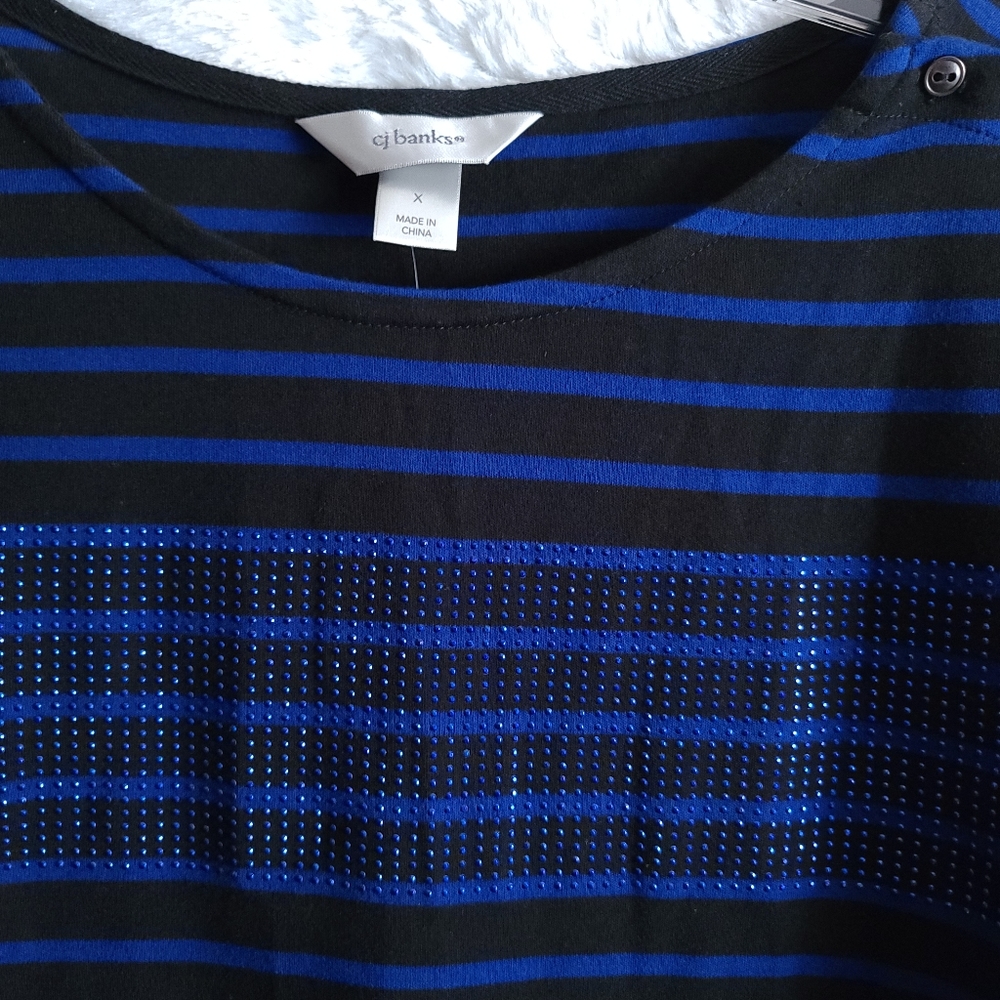 CJ Banks Top Blue and Black Size 1X - Picture 3 of 4